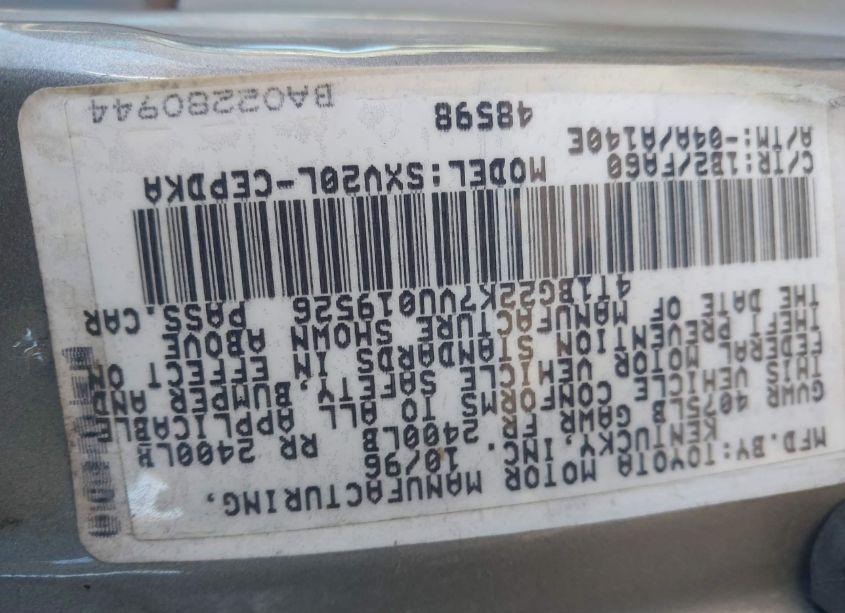 Photo 9 of 1997 Toyota Camry LE V6 (VIN 4T1BF22K3VU034785)