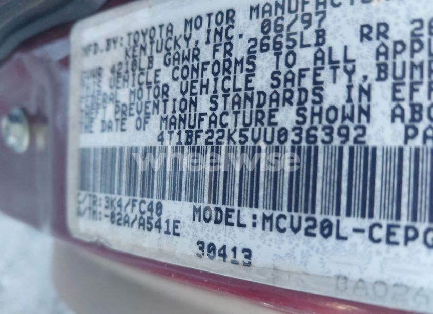 Photo 9 of 1997 Toyota Camry XLE V6 (VIN 4T1BF22K5VU036392)