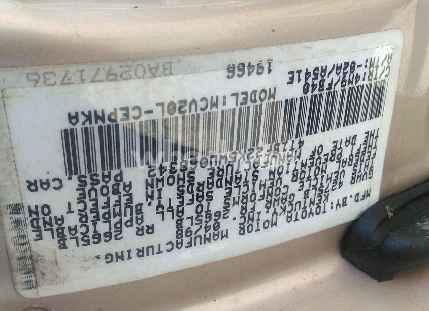 Photo 9 of 1998 Toyota Camry LE V6 (VIN 4T1BF22K5WU068342)