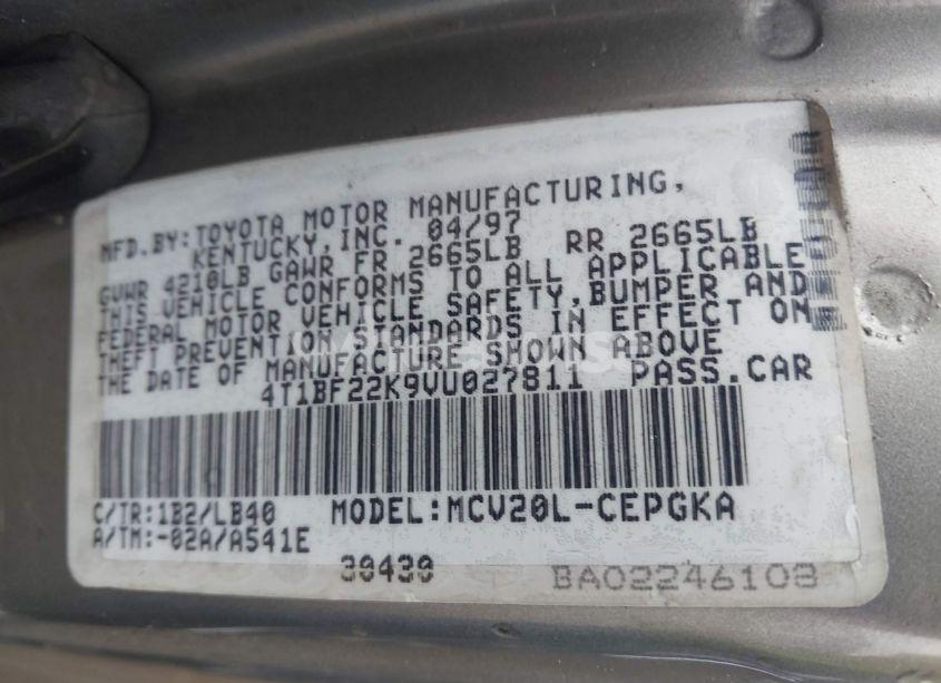 Photo 9 of 1997 Toyota Camry XLE V6 (VIN 4T1BF22K9VU027811)