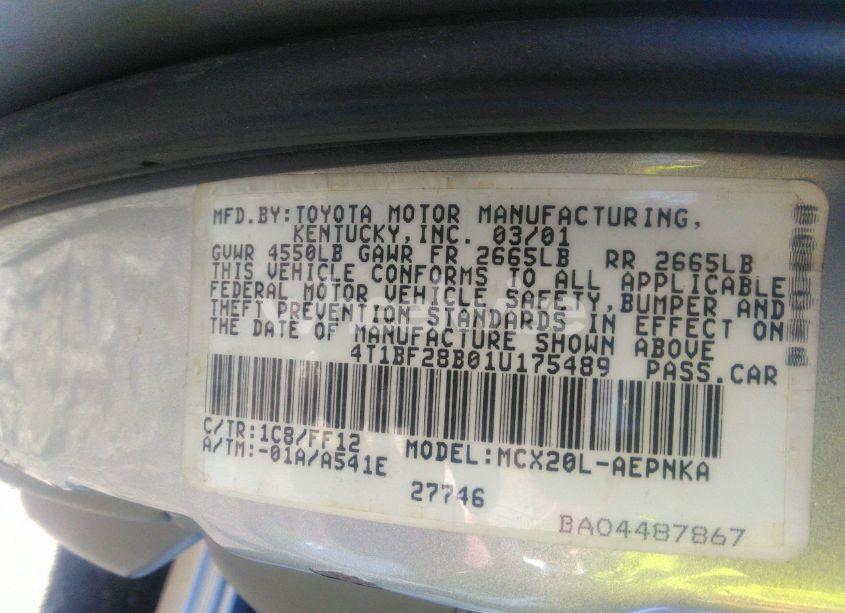 Photo 9 of 2001 Toyota Avalon XL (VIN 4T1BF28B01U175489)