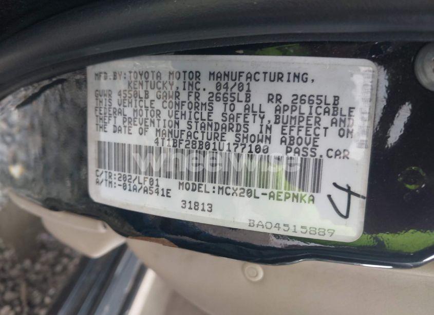 Photo 9 of 2001 Toyota Avalon XL (VIN 4T1BF28B01U177100)