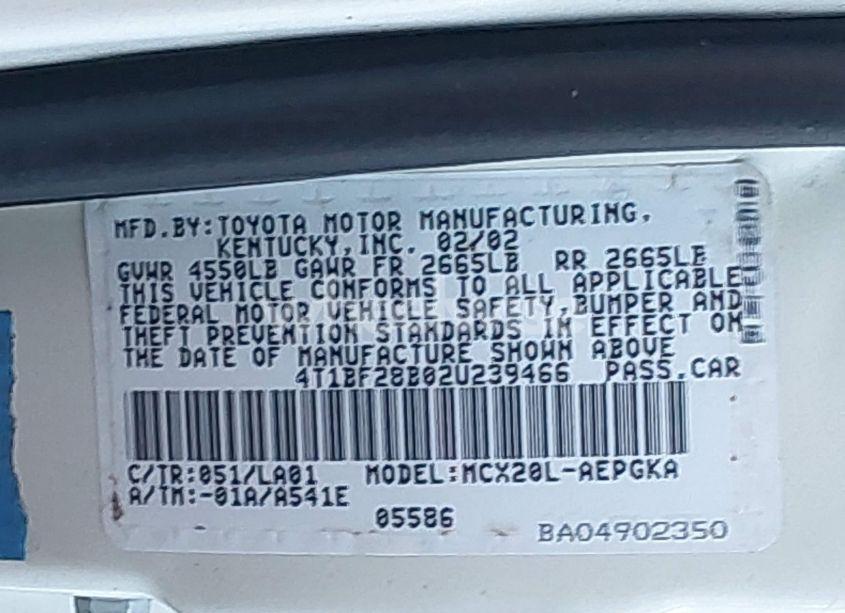 Photo 9 of 2002 Toyota Avalon XLS (VIN 4T1BF28B02U239466)