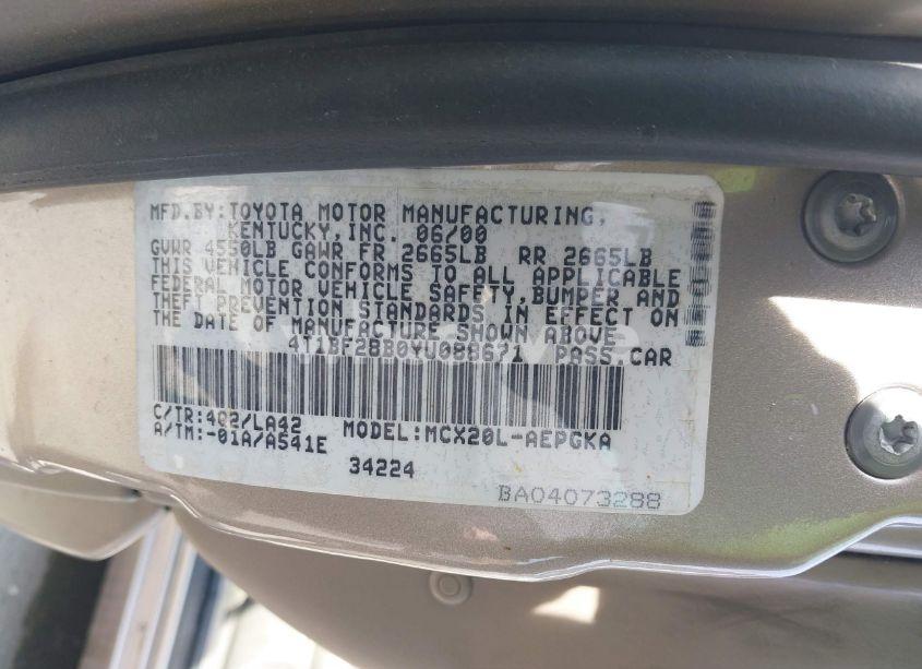 Photo 9 of 2000 Toyota Avalon XLS (VIN 4T1BF28B0YU088671)