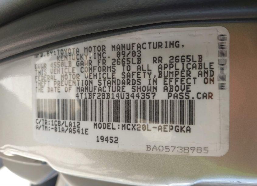 Photo 9 of 2004 Toyota Avalon XLS (VIN 4T1BF28B14U344357)