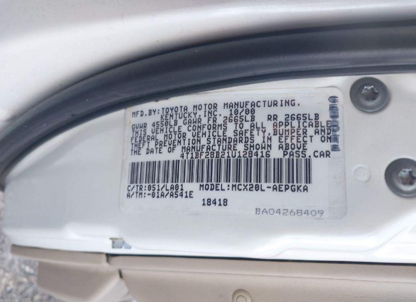 Photo 9 of 2001 Toyota Avalon XLS (VIN 4T1BF28B21U128416)