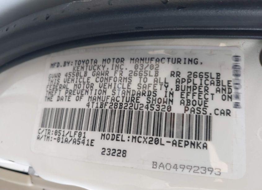 Photo 9 of 2002 Toyota Avalon XL (VIN 4T1BF28B22U245320)