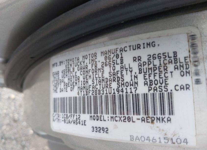 Photo 9 of 2001 Toyota Avalon XL (VIN 4T1BF28B31U194117)