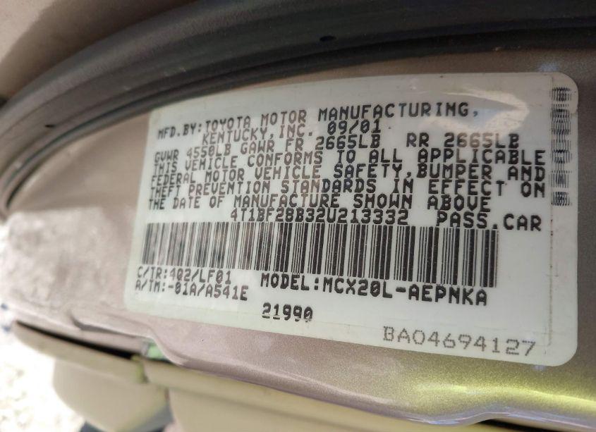 Photo 9 of 2002 Toyota Avalon XL (VIN 4T1BF28B32U213332)