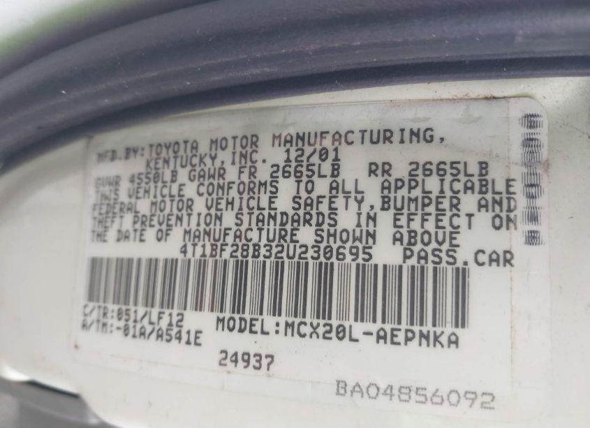 Photo 9 of 2002 Toyota Avalon XL (VIN 4T1BF28B32U230695)