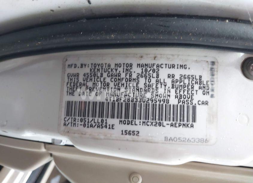 Photo 9 of 2003 Toyota Avalon XL (VIN 4T1BF28B33U295998)