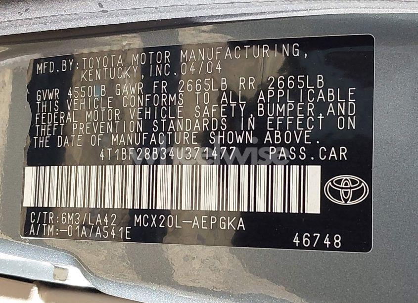 Photo 9 of 2004 Toyota Avalon XLS (VIN 4T1BF28B34U371477)