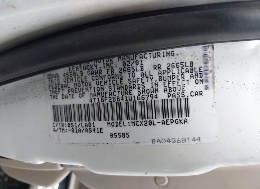 Photo 9 of 2001 Toyota Avalon XLS (VIN 4T1BF28B41U166794)