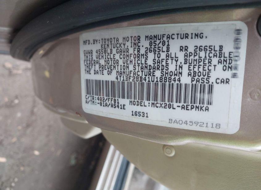 Photo 9 of 2001 Toyota Avalon XL (VIN 4T1BF28B41U188844)