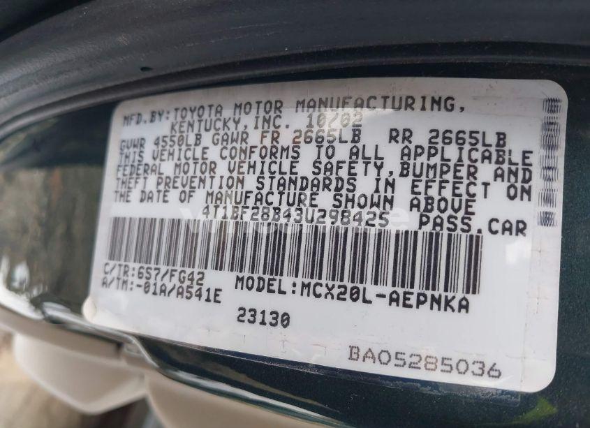 Photo 9 of 2003 Toyota Avalon XL (VIN 4T1BF28B43U298425)