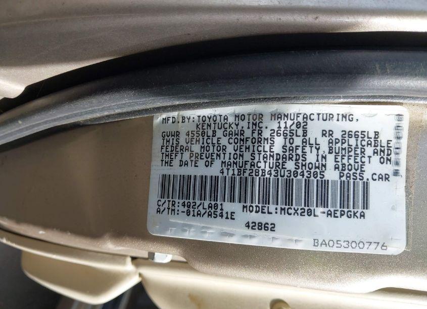 Photo 9 of 2003 Toyota Avalon XLS (VIN 4T1BF28B43U304305)