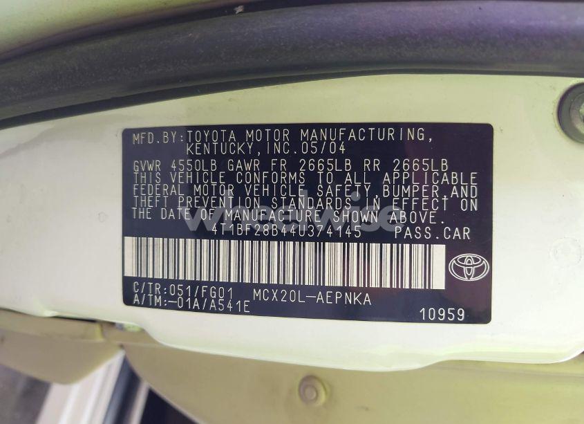 Photo 9 of 2004 Toyota Avalon XL (VIN 4T1BF28B44U374145)