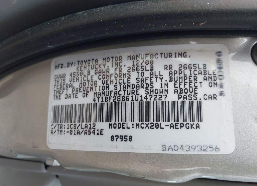 Photo 9 of 2001 Toyota Avalon XLS (VIN 4T1BF28B61U147227)