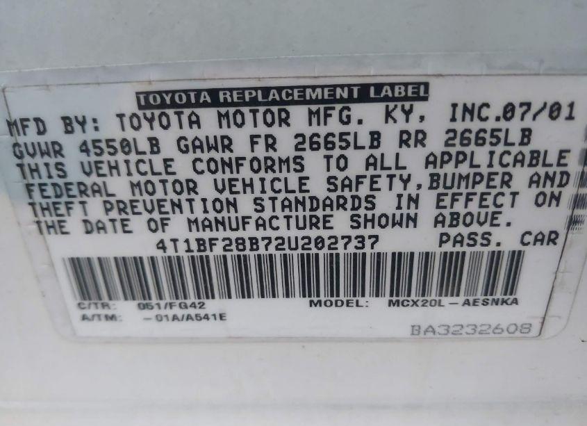 Photo 9 of 2002 Toyota Avalon XL (VIN 4T1BF28B72U202737)