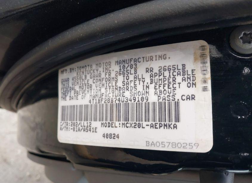 Photo 9 of 2004 Toyota Avalon XL (VIN 4T1BF28B74U349109)