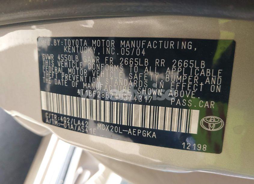 Photo 9 of 2004 Toyota Avalon XLS (VIN 4T1BF28B74U374317)