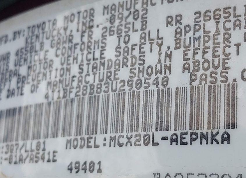 Photo 9 of 2003 Toyota Avalon XL (VIN 4T1BF28B83U290540)