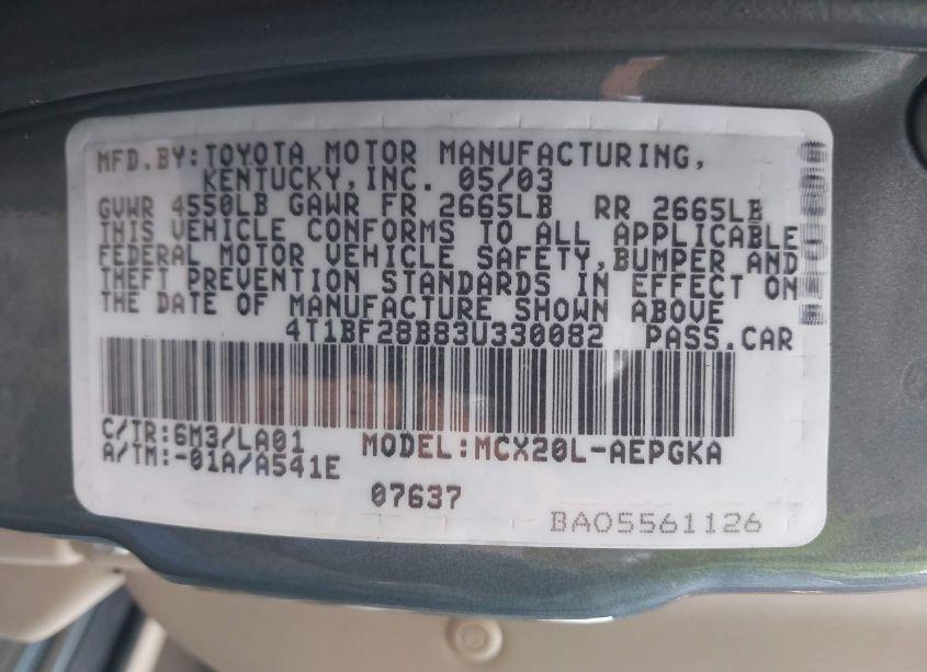 Photo 9 of 2003 Toyota Avalon XLS (VIN 4T1BF28B83U330082)