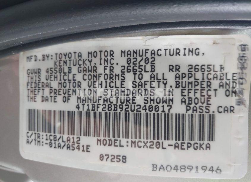 Photo 9 of 2002 Toyota Avalon XLS (VIN 4T1BF28B92U240017)