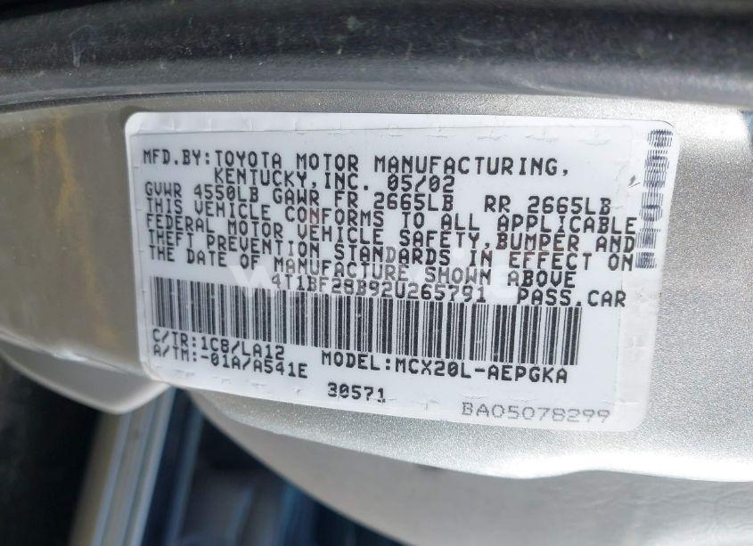 Photo 9 of 2002 Toyota Avalon XLS (VIN 4T1BF28B92U265791)