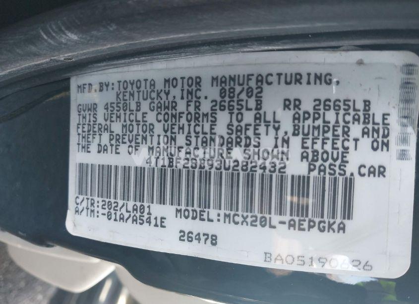 Photo 9 of 2003 Toyota Avalon XLS (VIN 4T1BF28B93U282432)