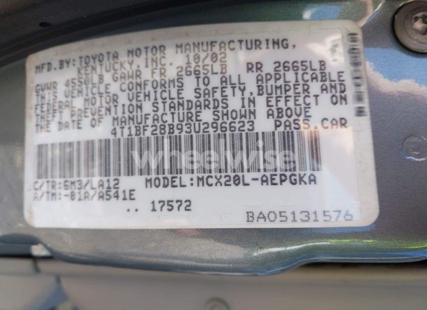 Photo 9 of 2003 Toyota Avalon XLS (VIN 4T1BF28B93U296623)