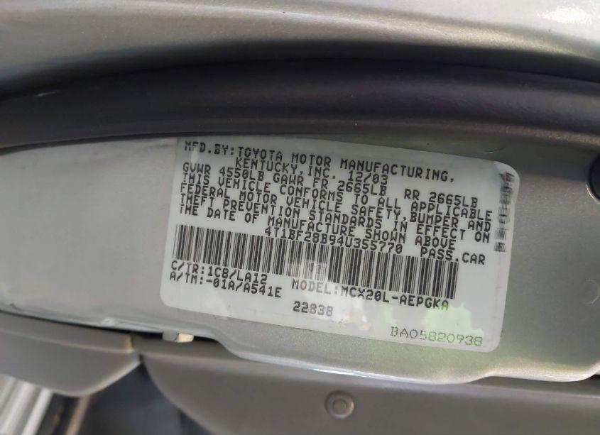 Photo 9 of 2004 Toyota Avalon XLS (VIN 4T1BF28B94U355770)