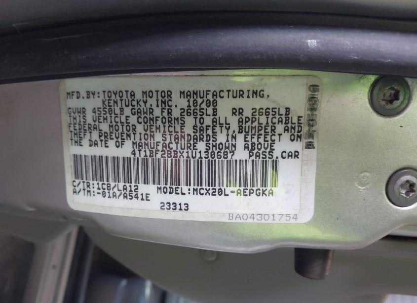 Photo 9 of 2001 Toyota Avalon XLS (VIN 4T1BF28BX1U130687)