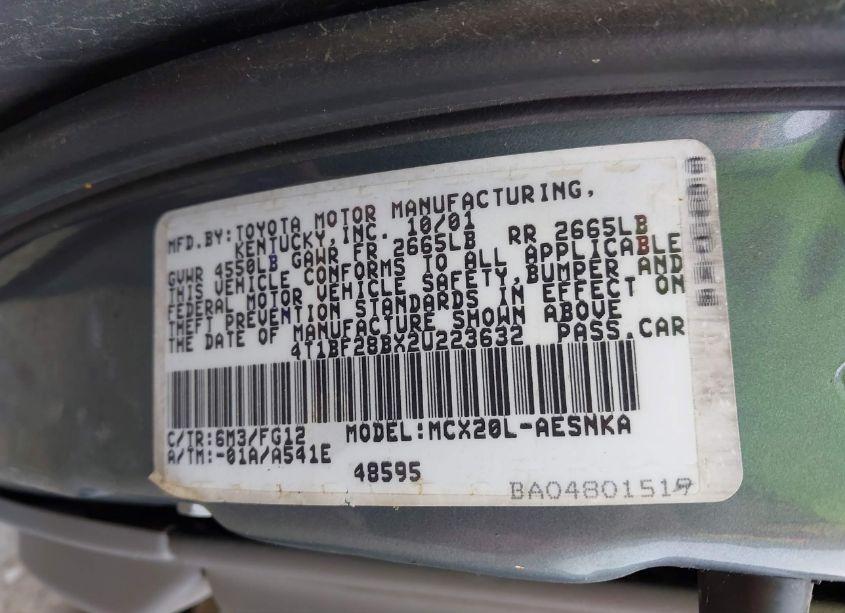 Photo 9 of 2002 Toyota Avalon XL (VIN 4T1BF28BX2U223632)
