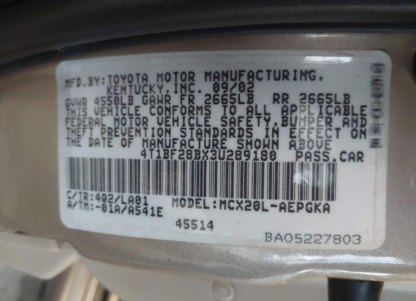 Photo 9 of 2003 Toyota Avalon XLS (VIN 4T1BF28BX3U289180)