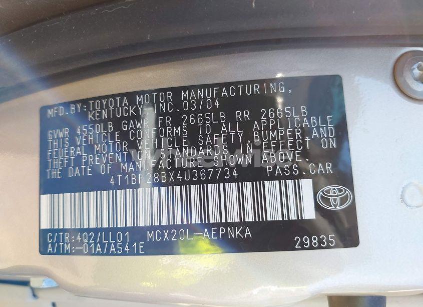 Photo 9 of 2004 Toyota Avalon XL (VIN 4T1BF28BX4U367734)