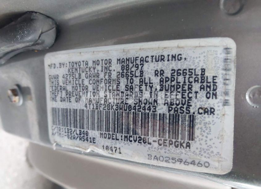 Photo 9 of 1998 Toyota Camry XLE V6 (VIN 4T1BF28K3WU042443)