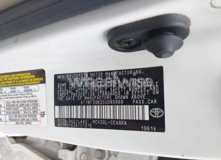 Photo 9 of 2005 Toyota Camry XLE V6 (VIN 4T1BF30K05U085668)