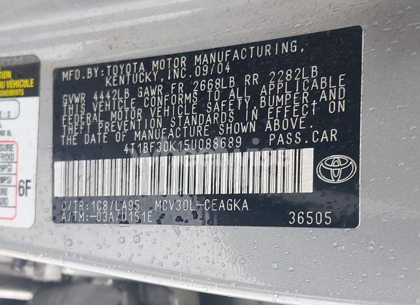Photo 9 of 2005 Toyota Camry XLE V6 (VIN 4T1BF30K15U088689)