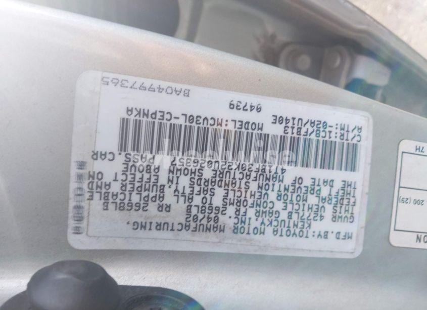 Photo 9 of 2002 Toyota Camry LE V6 (VIN 4T1BF30K22U026357)