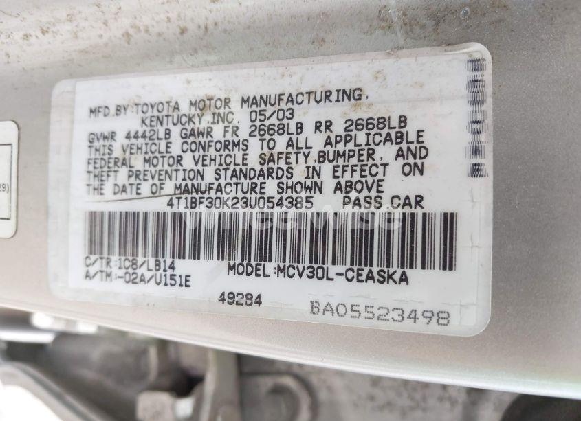 Photo 9 of 2003 Toyota Camry SE V6 (VIN 4T1BF30K23U054385)