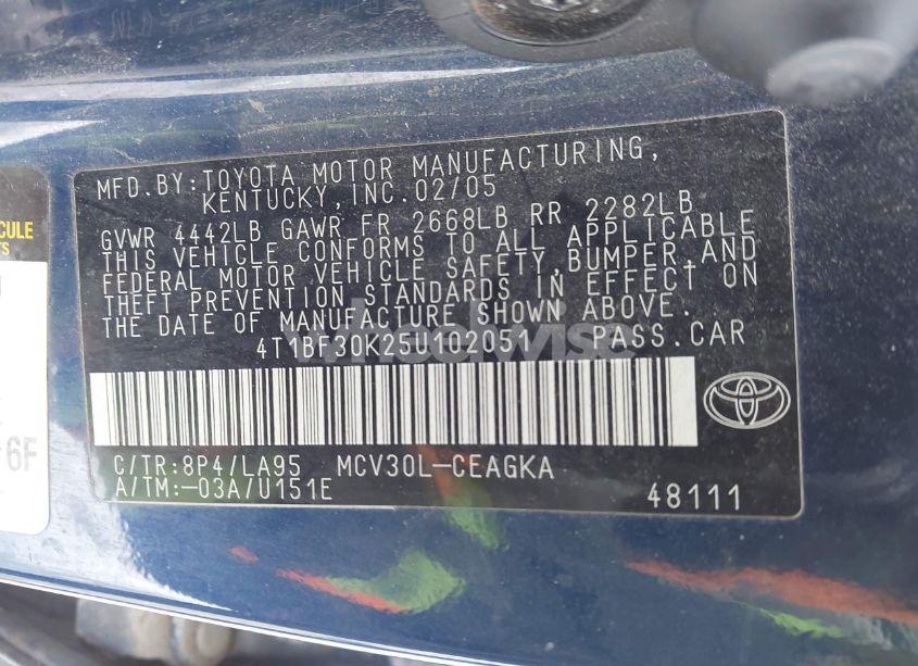 Photo 9 of 2005 Toyota Camry XLE V6 (VIN 4T1BF30K25U102051)