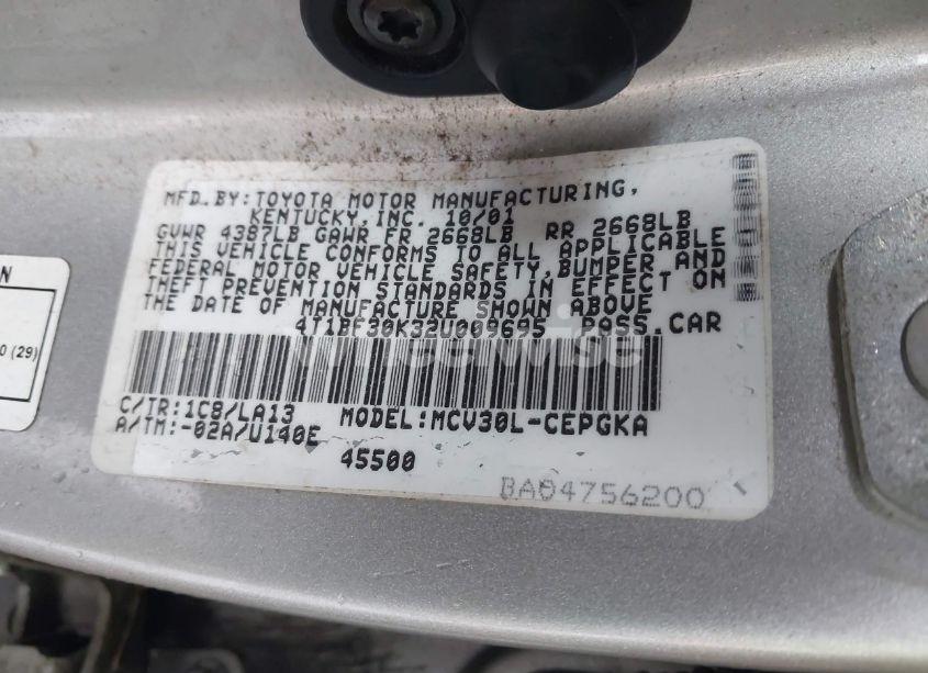 Photo 9 of 2002 Toyota Camry XLE V6 (VIN 4T1BF30K32U009695)