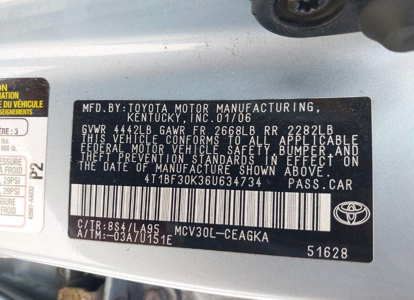 Photo 9 of 2006 Toyota Camry XLE V6 (VIN 4T1BF30K36U634734)