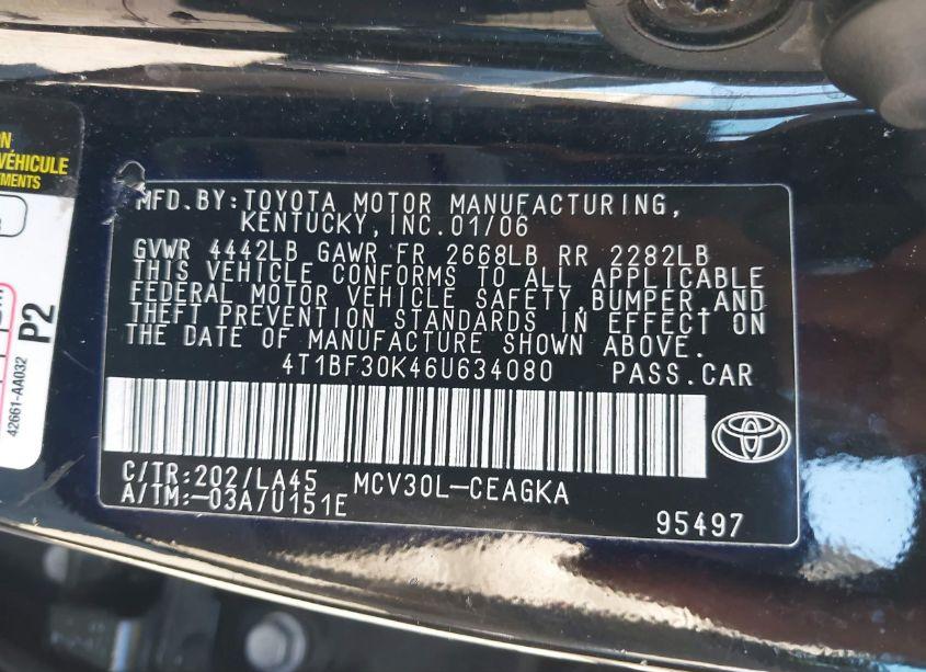 Photo 9 of 2006 Toyota Camry XLE V6 (VIN 4T1BF30K46U634080)