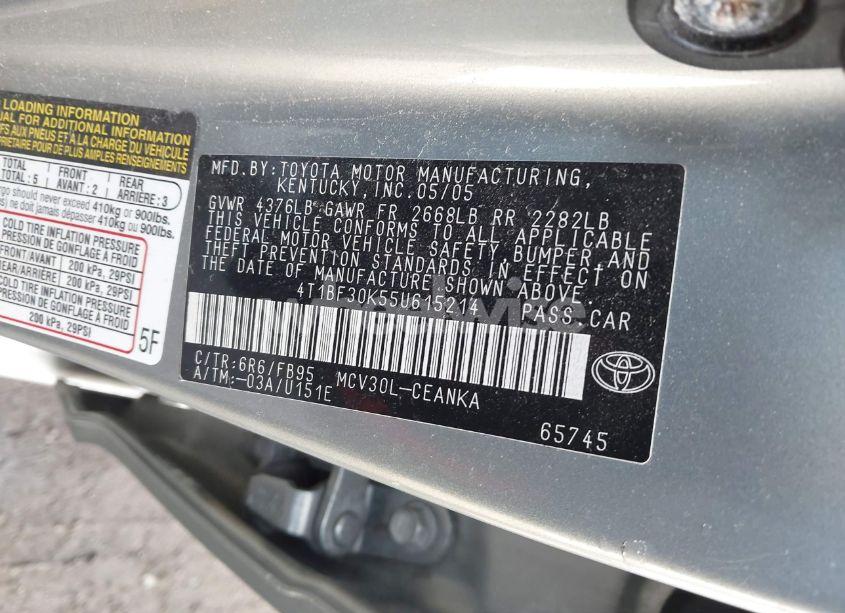 Photo 9 of 2005 Toyota Camry LE V6 (VIN 4T1BF30K55U615214)