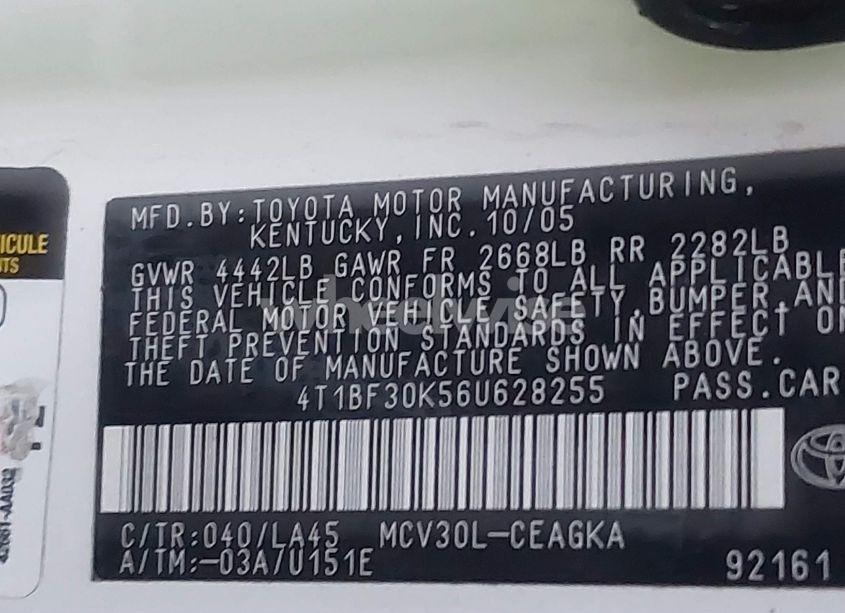 Photo 9 of 2006 Toyota Camry XLE V6 (VIN 4T1BF30K56U628255)