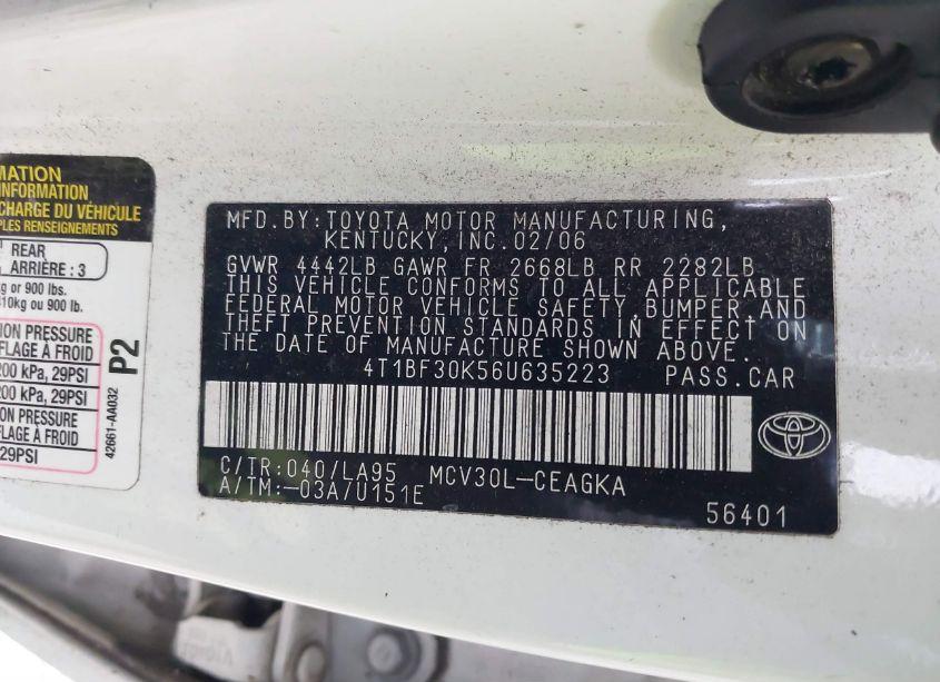 Photo 9 of 2006 Toyota Camry XLE V6 (VIN 4T1BF30K56U635223)