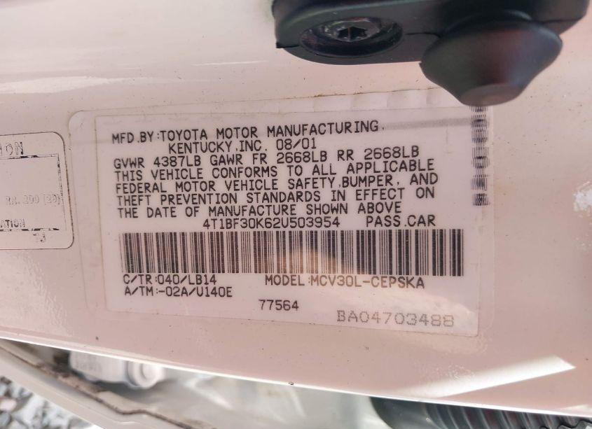 Photo 9 of 2002 Toyota Camry SE V6 (VIN 4T1BF30K62U503954)