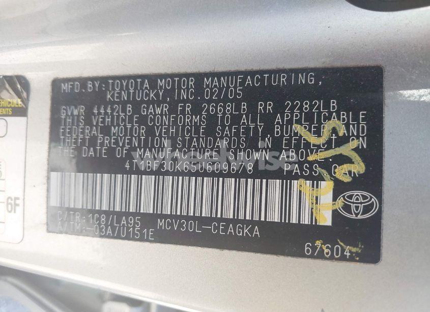 Photo 9 of 2005 Toyota Camry XLE V6 (VIN 4T1BF30K65U609678)